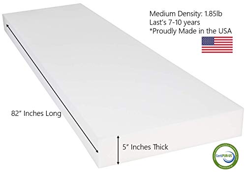 ComfortStyle Replacement Seat Cushion Upholstery Foam Pad for Sofa or Chair, 5" x 24" x 82", CertiPUR-US Certified, Extra Long - Thumbnail 2