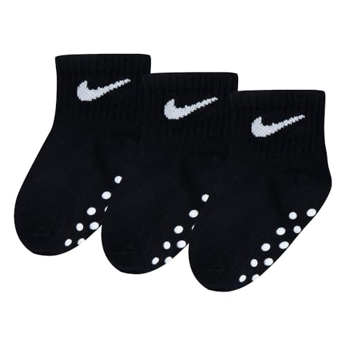 Nike Baby Non Slip Ankle Gripper Socks 3 Pack (US, Age, 12 Months, 24 Months, Black/White)