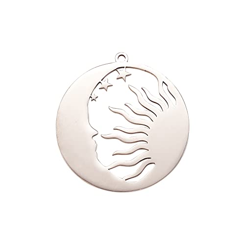 Airssory 5 Pcs Stainless Steel Celestial Sun Star Moon Charms for Wedding Decoration Birthday and Christmas Party Jewelry Making - 32x30mm