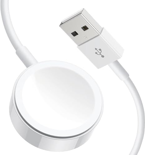 Cargador para Apple Watch, Base de Carga Cargador Reloj, Magnético, Cargadores Carga Rápida Portátil con USB Cable 1M, para Watch Series 10/9/8/7/6/5/4/3/2/1/Ultra/SE Ultra, Blanco
