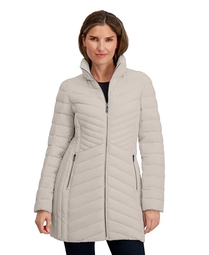 Image of Nautica Women's Stretch Puffer Jacket- Wind & Water-resistant Winter Coat Faux Fur Lined Hood