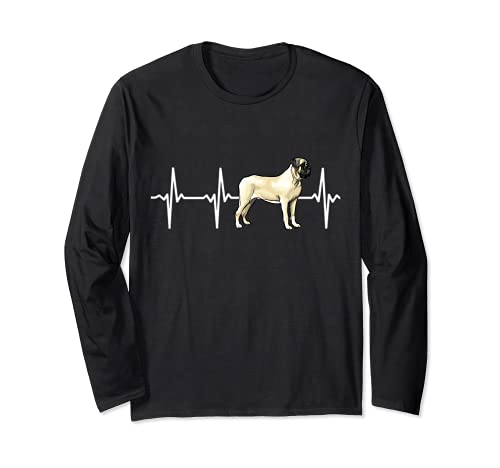 Mastiff Heartbeat Love My Dog Long Sleeve T-Shirt, Black