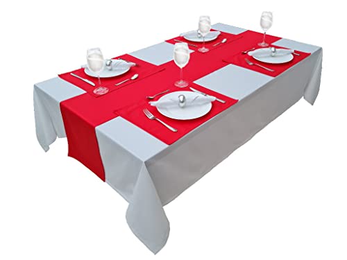 Hochwertige Tischdecke Tischwäsche aus 100% Baumwolle Kollektion Konzept, Farbe & Größe wählbar (Tischdecke - 150x350cm, Weiß) – Ansicht 2