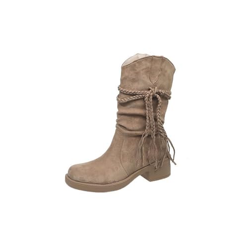 Bottes d'hiver pour femme à bout carré rond confortables pour affronter le froid de la saison