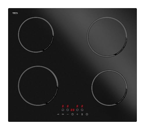 STARCHARTS Placa de inducción incorporada con vidrio cerámico italiano, BRI4001-M, 4 zonas de cocción, potencia total de 7200 W, negro mate