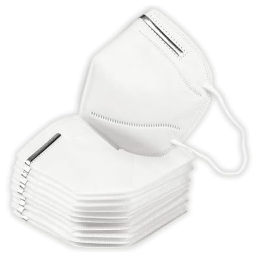 Huuman 10 pcs Face Cover Mask for Dust Pollen Allergies Paint | 5 ply Pressure Free Breathable Cup Mask with Elastic Earloops and Nose Bridge Clip - Pack of 10