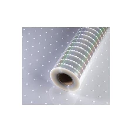 Floralcraft 80m x 80cm Professional Cellophane Wrap - 2 Rolls - White Dotted Florist Wrapping Paper Cellophane Roll for Hampers Bouquet Christmas Wrap DIY Packaging Arts & Crafts