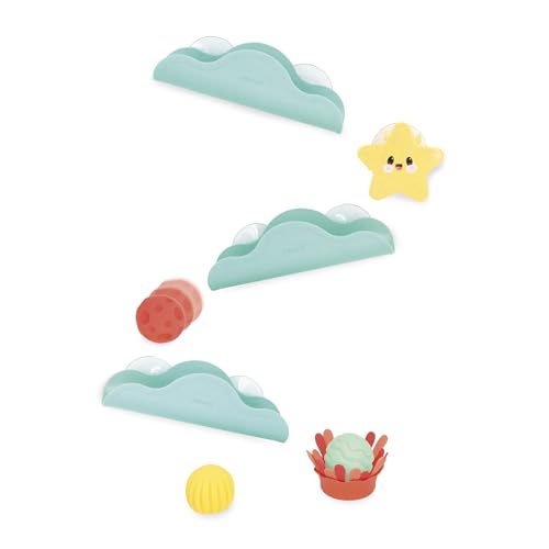 Janod - Circuit de Bain à Ventouses avec Balles et Eléments Rotatifs - Jouet Fabriqué à Base de Paille de Blé - Développe la Motricité Fine - Dès 12 Mois - J04732, Vert