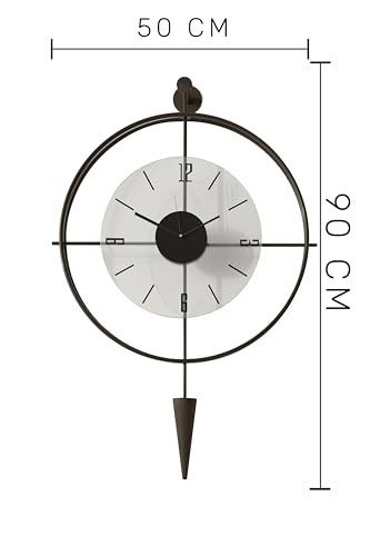 Image of Lavipen Black Wall Clocks for Living Room, 50cm Large Modern Silent Wall Clock, Gold Clock with No Ticking, Scandinavian Design with Sweep Movement, for Home Decor (Black)