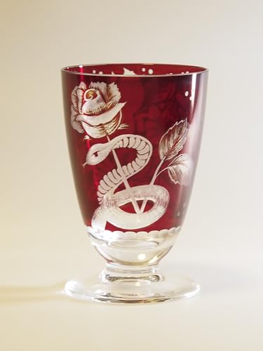 ボヘミヤエーゲルマンレッド花瓶新品 ☆チェコ製ボヘミアガラスエーゲルマンレッド21cm花瓶 ボヘミア グラス