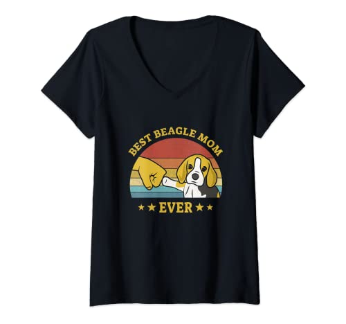 Mujer Best Beagle Mom Ever Proud Vintage Beagle mejor mamá beagle Camiseta Cuello V
