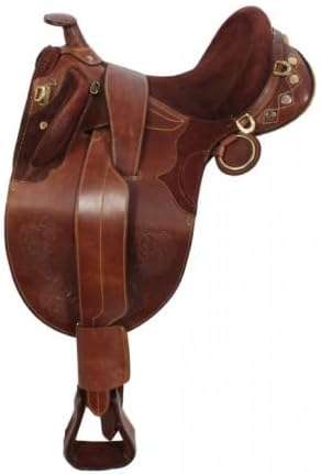 AD Saddlery Australian Stock Horse Saddle English Leather Collection Youth Stockman Bush Rider, Horn Over Girth Under Girth Equestrian Outrider Poly Outback Poley Accessories,M04