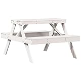 vidaxl tavolo da picnic bianco 105x134x75 cm in legno massello di pino