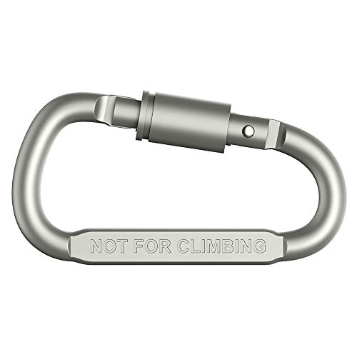 Image of Premium Aluminum D-Ring Locking Carabiners Lightweight & Durable for Hiking, Camping, Keychains, Dog Leashes & More, Quick Locking, Safety Lock Cable Attachment, Pack of 6, (NOT for Climbing)