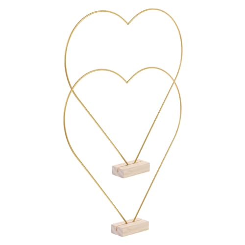 Aros metálicos de corazón para manualidades con base de madera dorada 8