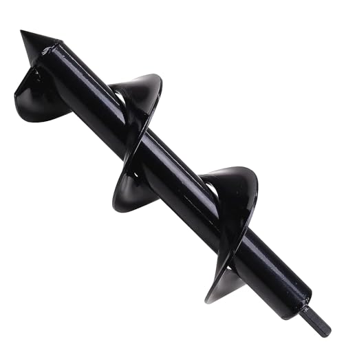 Image of AASONS Earth Auger Drill Bit - Garden Plant Flower Bulb Auger, 4 inch x 12 inch Easy Planter Auger - Seedlings & Bedding Plant, Umbrella Hole Digger Solid Shaft, Post Hole Digger for 3 /8 inch Hex Drive Drill