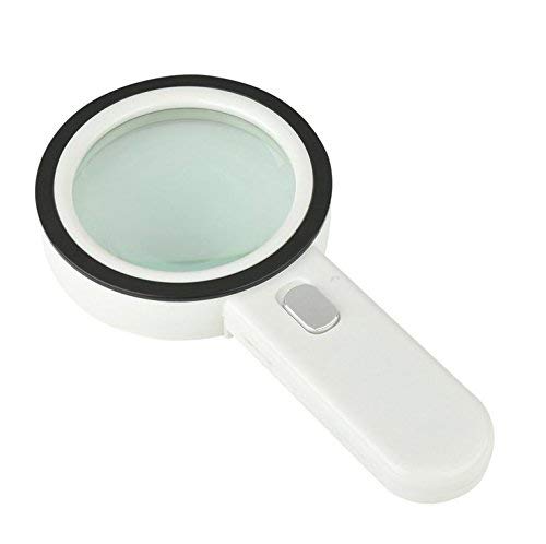 Lupas Lupa de 30 aumentos de Gran Aumento con 12 Luces Lupa de lectura de Mano Herramienta de identificación de antigüedades Diámetro de 105 mm