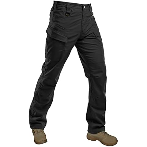 HARD LAND Men’s Tactical Trousers Waterproof Ripstop Combat Work Trousers EDC Lightweight Cargo Trousers with Elastic Waist Black Size 30W/30L Cover
