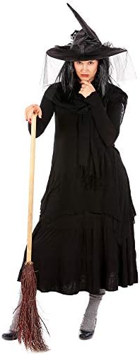 Ladies Black Witch Hat with Veil and Feathers - Halloween Day of the Dead Corpse Bride - Adults Pointy Witch Hat - Fancy Dress Carnival Accessories - Women's Witch or Wizards Outfit