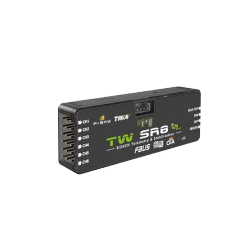 FrSky Twin SR8 Receiver Dual 2.4GHz TW Protocol 8 PWM Outputs SBUS in/Out Advanced Stabilization Black Box High-Precision Telemetry FBUS/S.Port OTA Update Full-Range RC Control