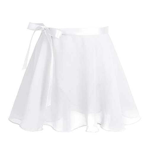 FEESHOW Kids Girls' Ruffle Flutter Sleeve Gymnastic Leotard Ballet Tutu Dress Skirt Princess Dance wear Costumes White Set 12-14