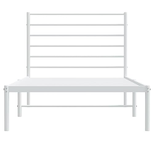 Lit gain de place métal blanc SKM 80x200 cm pour petit espace