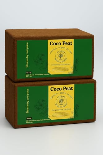 Image of 100% Natural Cocopeat Block for Garden Plants Organic Agricultural Compost Coco Peat for Indoor & Outdoor Fertilizer Kitchen Terrace Gardening Khaad (2 Kg)