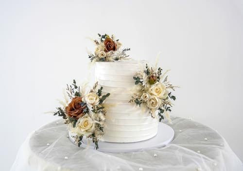 Set de 3 decoraciones florales para pasteles de boda miniatura 1