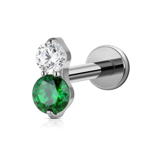 FINE4U �s�A�X�W���G���[�X�^�b�h 16G/18G 6mm 8mm - ASTM F136�`�^���t���b�g�o�b�N�X�^�b�h �R���N�g���K�X�w���b�N�X�t���b�g�p, 18G(1.0mm) Threadless, �`�^��, �L���[�r�b�N�W���R�j�A