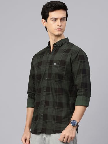 Image of Majestic Man Stylish Slim Fit Cotton Spread Collar Checked Casual Shirt