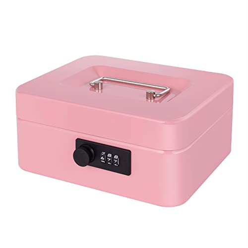 Goehiaul Cash Box with Combination Lock and Money Tray Metal
