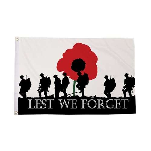 Flagmax Lest We Forget Remembrance Flags Premium Quality Outdoor & Indoor Use (5ft x 3ft (150cm x 90cm))
