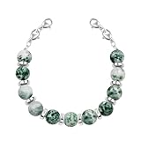 Oneress Green Spot Jasper Bracelet Fashionable 8mm Cat's Eye Jewelry for Women, Lobster Claw Adjustable Interchangeable Bracelet, Christmas Party Outfits for Lady, Tag Not Included YA5058