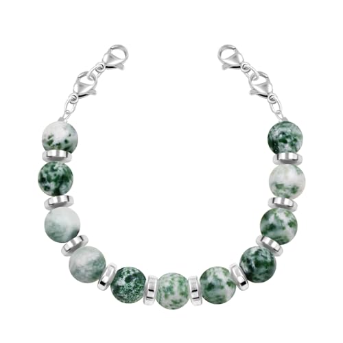 Oneress Green Spot Jasper Bracelet Fashionable 8mm Cat's Eye Jewelry for Women, Lobster Claw Adjustable Interchangeable Bracelet, Christmas Party Outfits for Lady, Tag Not Included YA5058