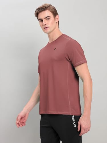 Image of TECHNOSPORT Men's Slim Fit Polyester Activewear Sports T-Shirt with Moisture-Wicking Comfort for Workout, Running & Gym