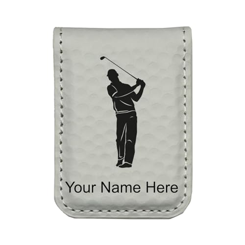 LaserGram Slim Magnetic Money Clip, Golfer, Personalized Engraving Included (Golf White)