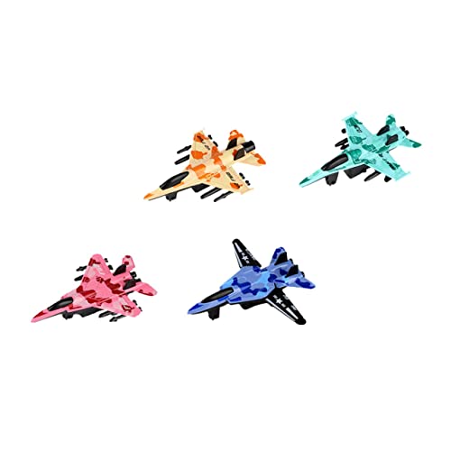 CLISPEED 4 Stück Teiliges Flugzeugspielzeug zum Zurückziehen Reibungsbetriebenes Kampfflugzeug Bunte Flugzeuge für Jungen und Mädchen Sicheres Legierungsspielzeug ohne Batterien