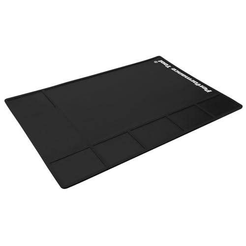 Performance Tool W88960 Heavy Duty 1/4-in Thick Rubber Work Mat: 30x20-in Size, Made of 100% Recycled Rubber, Parts Organizer, Extra Thick for Work Surface Protection in The Home or Garage, Black