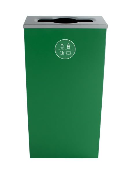 Sturdy Essentials Cube 10 Gallon Spectrum Powder Coated Steel Recylcing Bin Used for Commercial Spaces, Offices, Hotels, Apartments (Green, Mixed Recyclables Opening)
