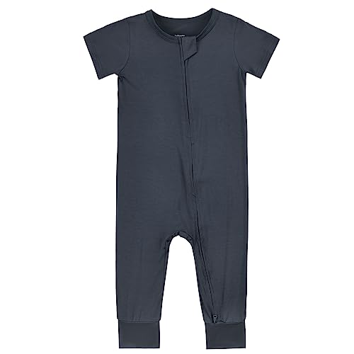 Image of Aablexema Baby Romper Bamboo Rayon Short Sleeve Footless Pajamas 2 Way Zipper Summer Sleeper Jumpsuit Outfits 0-24 Months
