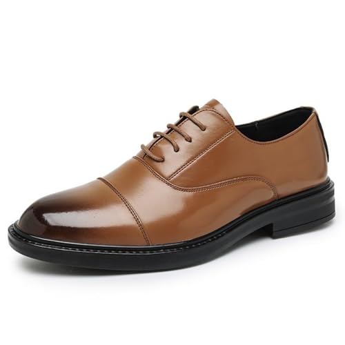 Men's Leather Lace Up Platform Work Oxfords Handmade Male Comfortable Business Shoe Genuine Leather Large Size Low Top Leather Shoes Casual Loafers