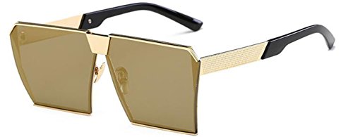 J&L Glasses Oversized Square Sunglasses Metal Frame Sunglasses034 (Golden,Golden, Clear)