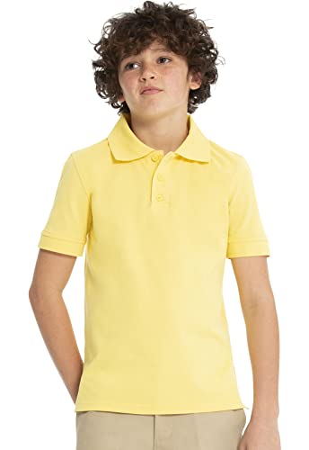 Image of Classroom Girls' Short SLV Pique Polo | Side Vents, Droptail Hem, Ribbed Trim, Comfortable Everyday School Wear