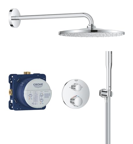 GROHE Precision Thermostatique, Ensemble de Douche Encastré 2 sorties, Douche de Tête Vitalio Rain Mono 310, Douchette Vitalio Joy Cube Stick 1 jet, Flexible...