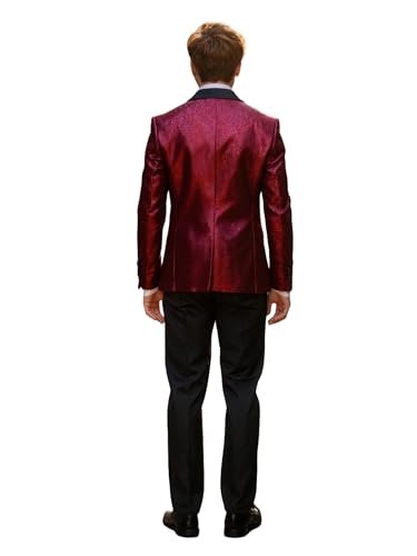 Mens Suits Slim Fit 3 Pieces Tuxedo Blazer Shawl Lapel Printed Pattern Vest Pants Prom Party Business Banquet3