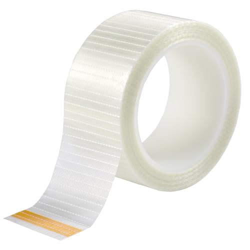Qoqooice Fiberglass Filament Strapping Tape Heavy Duty Transparent Reinforced Packing Tape 2 in 6 Mils 30 Yards Nylon Fiber Glass Tape