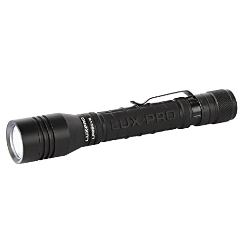 Luxpro Bright 280 Lumen Compact Tactical Led Flashlight - Features Patented Tackgrip And Aircraft-Grade Aluminium - Pocket-Sized Camping Accessories With Pocket Clip - Batteries Included - Black #TOP3
