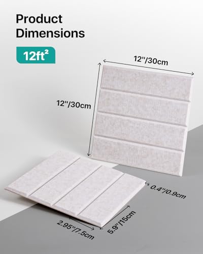 Image of 12 Pack Sound Proof Foam Panels for Walls, Self-Adhesive Acoustic Panels Sound Absorbing, 12 inch X 12 inch X 0.4 inch High Density Soundproof Wall Panels Tiles for Door, Ceiling, Home Office