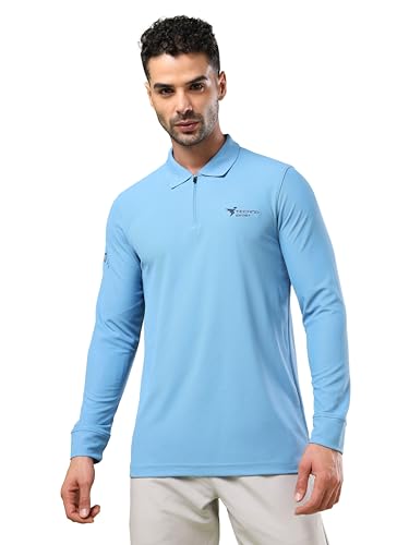 Image of TECHNOSPORT Men's Slim Fit Full Sleeve Polo T-Shirt with Collar, MATPIQ Quick Dry Moisture Wicking Polo Tee for Gym Sports Golf and Casual Wear