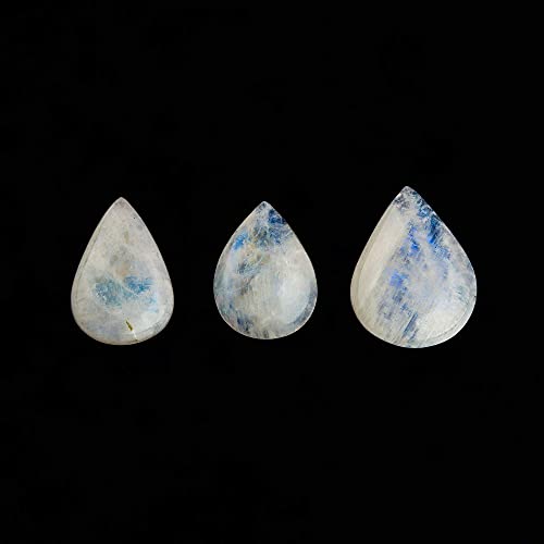 Infinitygemsart 3Pcs, Rainbow Moonstone Blue Fire Gemstone Cabochons Pack, Jewelry Making Loose Crystal Supply, Home Decor, Diy Crystal, Wire Wrapping, Healing Crystals #TOP11